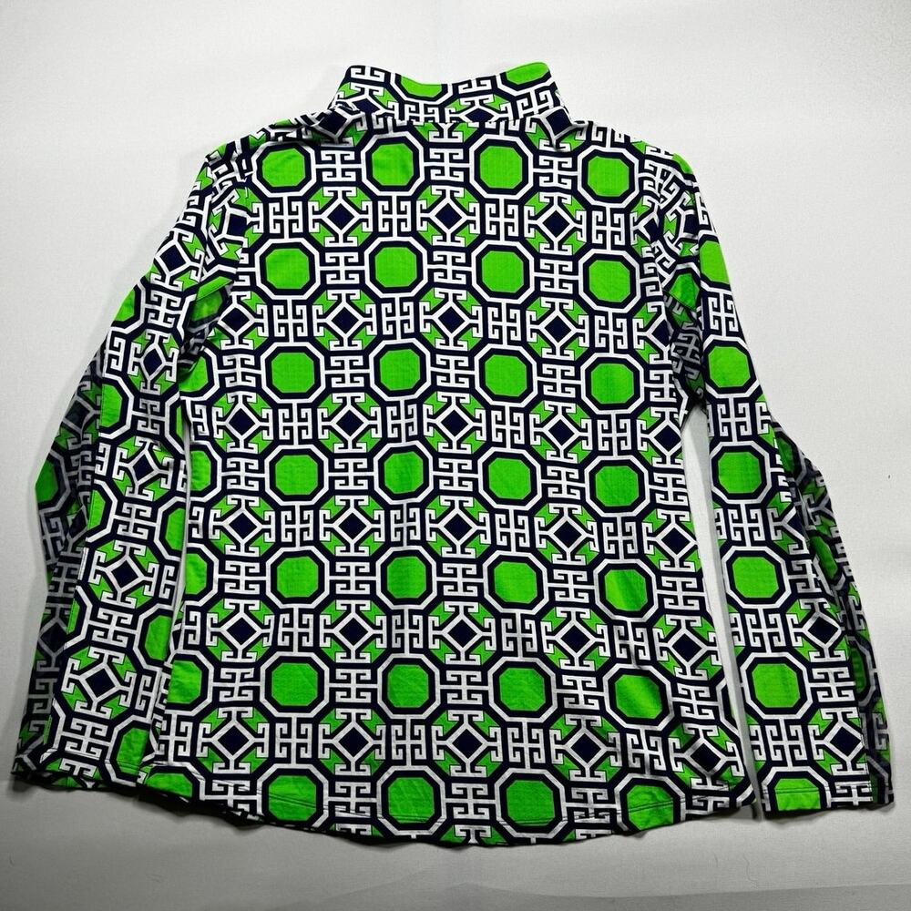 IBKUL Women's Mesh Long Sleeve Geo Print Mock Neck 1/4 Zip Top - Size XL - Picture 3 of 5